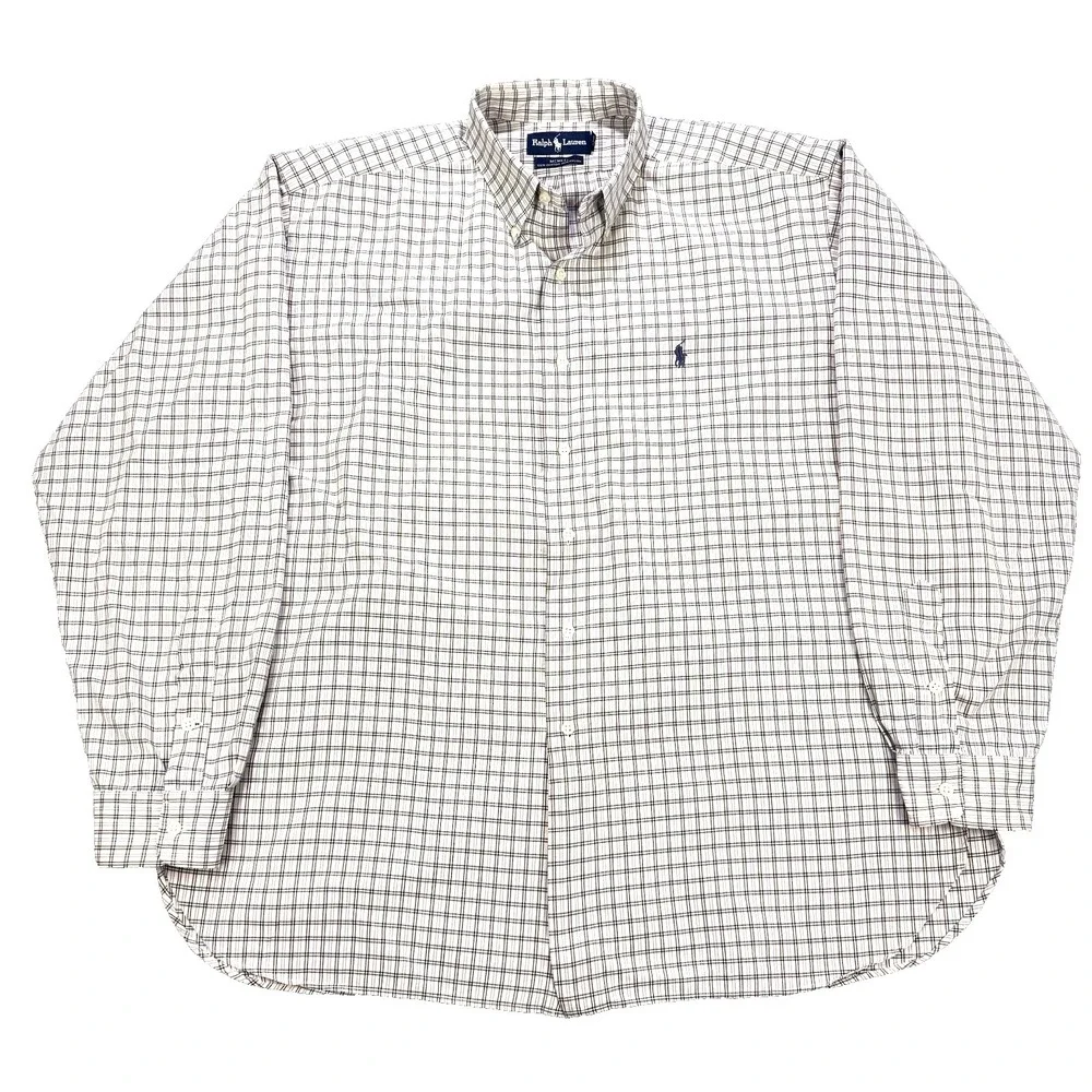 Polo Ralph Lauren McMeel Shirt Men XL Blue Black Gingham Button Down Performance